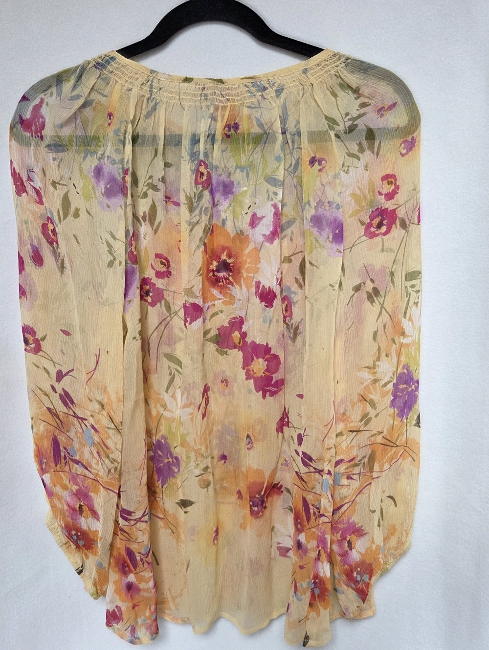Sundance Cream Floral Button-Front Blouse with Pink & Orange Blooms XL New - Picture 4 of 8